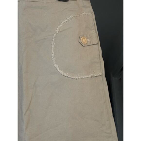 J McLaughlin Khaki Mini Skirt 10 Pockets Cotton Spandex Sporty Raw Hem Pockets - Picture 7 of 10